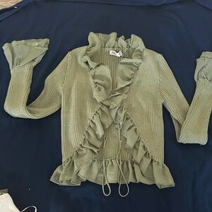 Ribbed forest green fairy cardigan from Zara, Size S